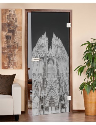 Ganzglastür Köln Gelasert Auf Grauglas