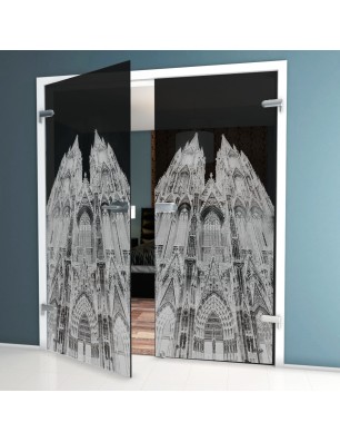 Ganzglastür Köln Gelasert Auf Grauglas