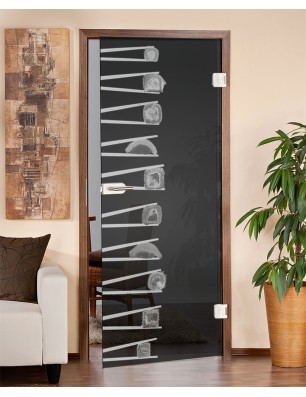 Ganzglastür Sushi II Gelasert Auf Grauglas