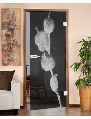 Ganzglastür Pflanze Gelasert Auf Grauglas