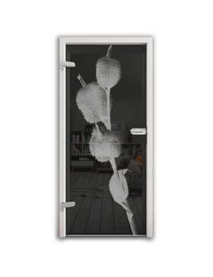 Ganzglastür Pflanze Gelasert Auf Grauglas