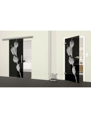 Ganzglastür Pflanze Gelasert Auf Grauglas