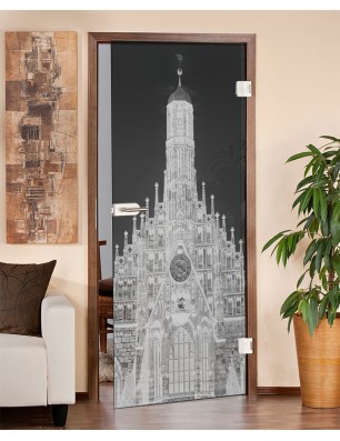 Ganzglastür Frauenkirche Gelasert Auf Grauglas