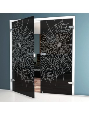 Ganzglastür Netz Gelasert Auf Grauglas