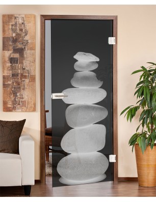 Ganzglastür Wellness 2 Gelasert Auf Grauglas