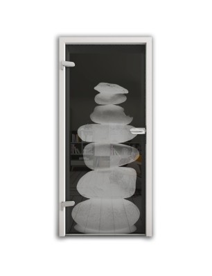 Ganzglastür Wellness 2 Gelasert Auf Grauglas