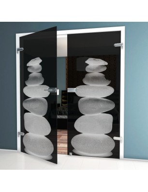 Ganzglastür Wellness 2 Gelasert Auf Grauglas