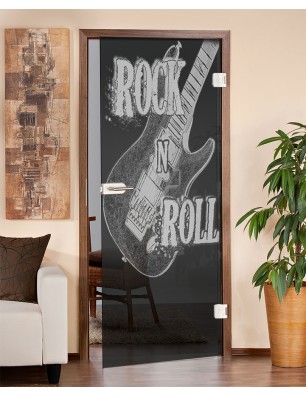 Ganzglastür Guitar Gelasert Auf Grauglas