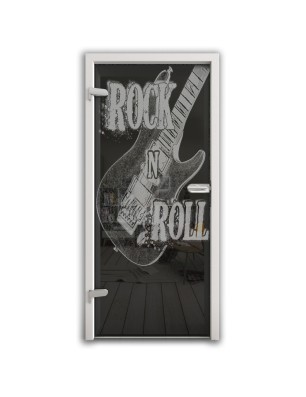 Ganzglastür Guitar Gelasert Auf Grauglas