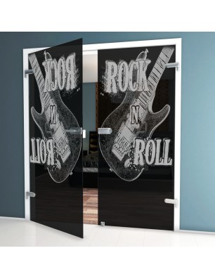 Ganzglastür Guitar Gelasert Auf Grauglas