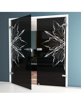 Ganzglastür Eis Gelasert Auf Grauglas