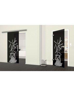 Ganzglastür Pommes Gelasert Auf Grauglas