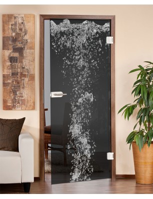 Ganzglastür Wasser Gelasert Auf Grauglas