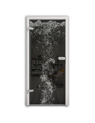 Ganzglastür Wasser Gelasert Auf Grauglas