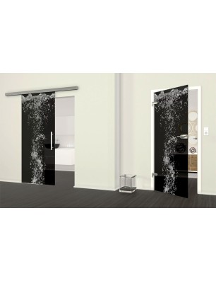 Ganzglastür Wasser Gelasert Auf Grauglas