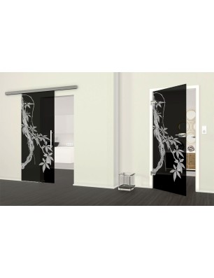 Ganzglastür Ranke Gelasert Auf Grauglas