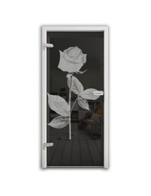 Ganzglastür Rose I Gelasert Auf Grauglas