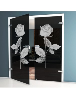 Ganzglastür Rose I Gelasert Auf Grauglas