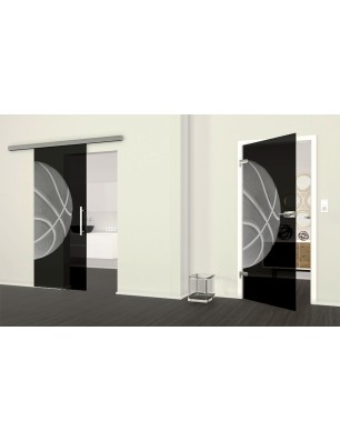 Ganzglastür Basketball Gelasert Auf Grauglas