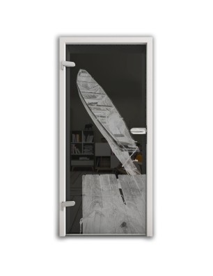 Ganzglastür Boot 2 Gelasert Auf Grauglas