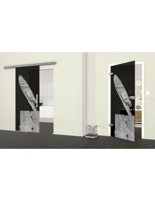 Ganzglastür Boot 2 Gelasert Auf Grauglas