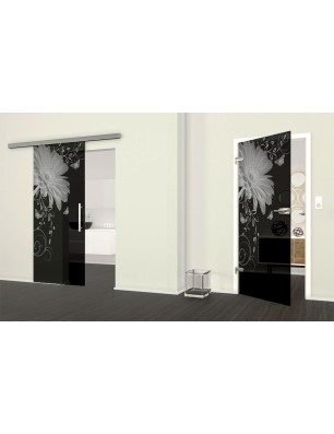 Ganzglastür Blume 3 Gelasert Auf Grauglas