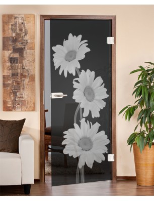 Ganzglastür Kamille Gelasert Auf Grauglas
