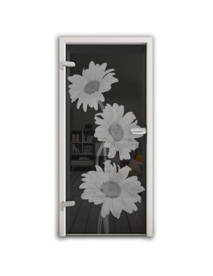Ganzglastür Kamille Gelasert Auf Grauglas