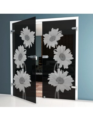 Ganzglastür Kamille Gelasert Auf Grauglas