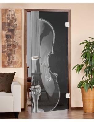 Ganzglastür Geige Gelasert Auf Grauglas