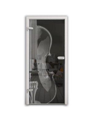 Ganzglastür Geige Gelasert Auf Grauglas