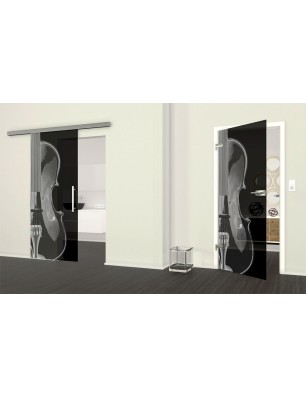 Ganzglastür Geige Gelasert Auf Grauglas