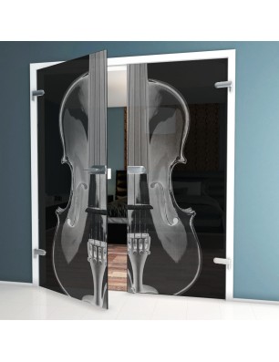 Ganzglastür Geige Gelasert Auf Grauglas