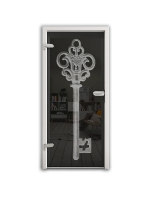 Ganzglastür Key Gelasert Auf Grauglas