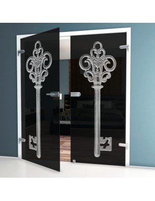 Ganzglastür Key Gelasert Auf Grauglas