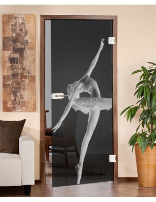 Ganzglastür Balerina Gelasert Auf Grauglas