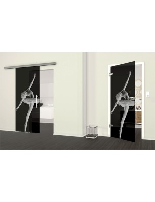 Ganzglastür Balerina Gelasert Auf Grauglas