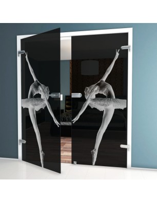 Ganzglastür Balerina Gelasert Auf Grauglas