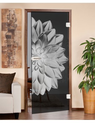 Ganzglastür Blume 4 Gelasert Auf Grauglas