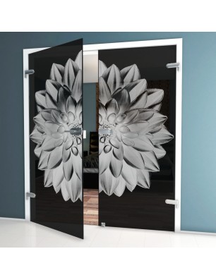 Ganzglastür Blume 4 Gelasert Auf Grauglas