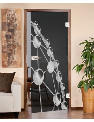 Ganzglastür Network Gelasert Auf Grauglas