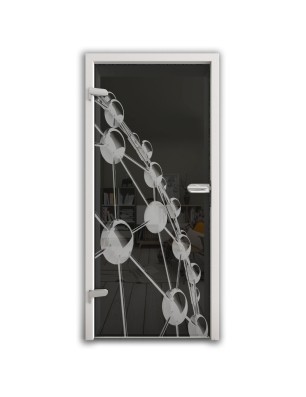 Ganzglastür Network Gelasert Auf Grauglas