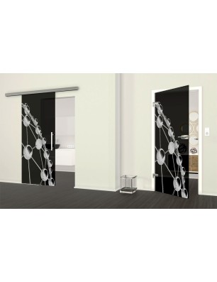 Ganzglastür Network Gelasert Auf Grauglas