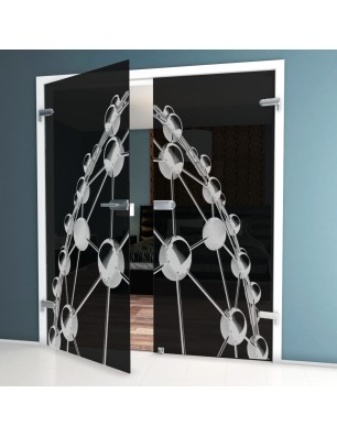 Ganzglastür Network Gelasert Auf Grauglas