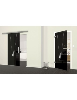 Ganzglastür Schaukel Gelasert Auf Grauglas