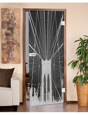 Ganzglastür Brooklyn Gelasert Auf Grauglas