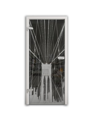 Ganzglastür Brooklyn Gelasert Auf Grauglas