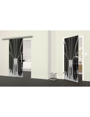 Ganzglastür Brooklyn Gelasert Auf Grauglas