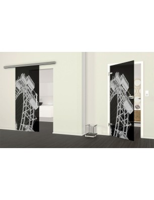 Ganzglastür Riesenrad Gelasert Auf Grauglas