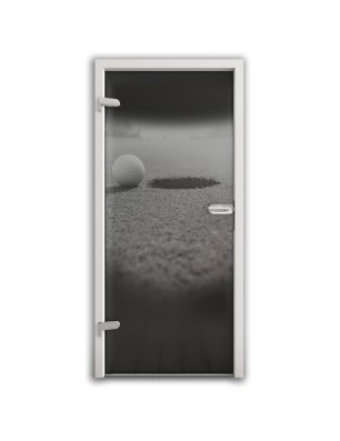 Ganzglastür Golf Gelasert Auf Grauglas